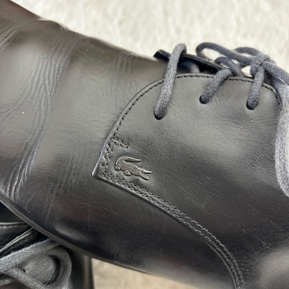 Lacoste Henri CLM Black Leather Derby Lace-Up Shoes size 11 - Picture 10 of 12